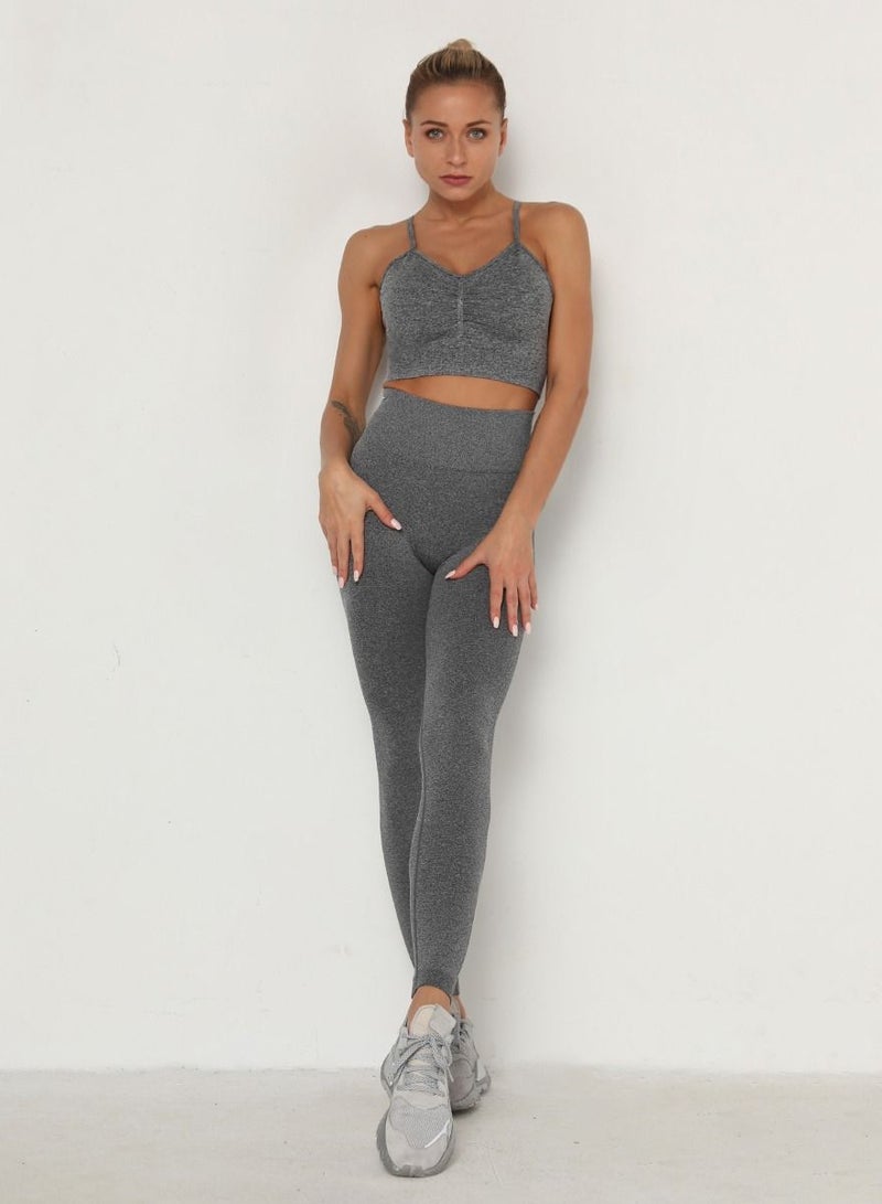 Loquat Women Quick Dry Breathable Yoga Bra Grey - Image 1