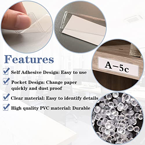 ELEMGULY Self Adhesive Label Holders, ELEMGULY 104 Pack Adhesive Shelf Tag Shelf Label Holder Clear Pocket Holder with Paper for Supermarket, Bookshelf, Kitchen (2 x 1 Inch) - Image 4