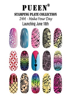PUEEN Nail Art Stamp Collection Set 24M  Make Your Day  Newest Unique Set Of 24 Nailart Polish Stamping Manicure Image Plates Accessories Kit (Totaling 144 Images) With Bonus Storage Casebh000510  - Image 2