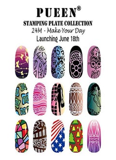 PUEEN Nail Art Stamp Collection Set 24M  Make Your Day  Newest Unique Set Of 24 Nailart Polish Stamping Manicure Image Plates Accessories Kit (Totaling 144 Images) With Bonus Storage Casebh000510  - Image 4
