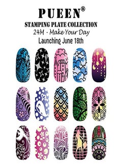 PUEEN Nail Art Stamp Collection Set 24M  Make Your Day  Newest Unique Set Of 24 Nailart Polish Stamping Manicure Image Plates Accessories Kit (Totaling 144 Images) With Bonus Storage Casebh000510  - Image 3