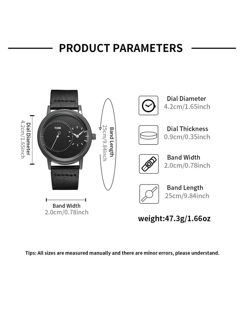 TOMI New Arrival Men's Quartz Watch with Leather Band Alloy Case Watch Simple Design Business Fashion Wristwatches for Male - Image 4