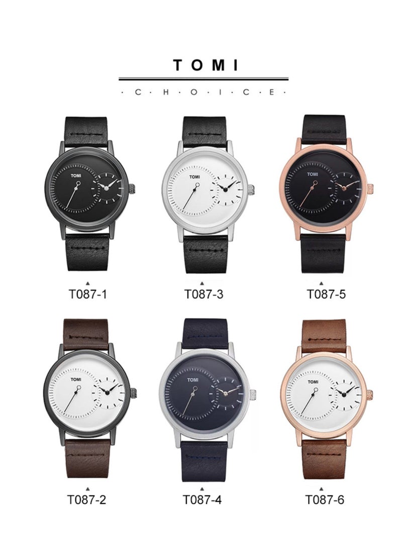 TOMI New Arrival Men's Quartz Watch with Leather Band Alloy Case Watch Simple Design Business Fashion Wristwatches for Male - Image 5