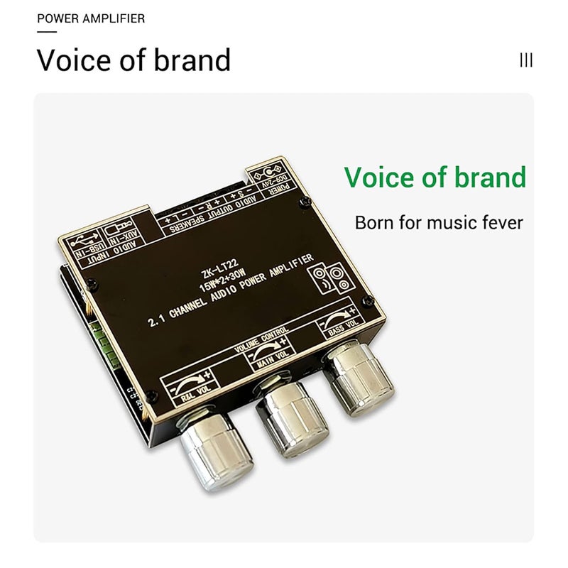 FTVOGUE 2 1 Channel Audio Amplifier Board With 10 Sound Modes And Stepless Tuning - Image 4