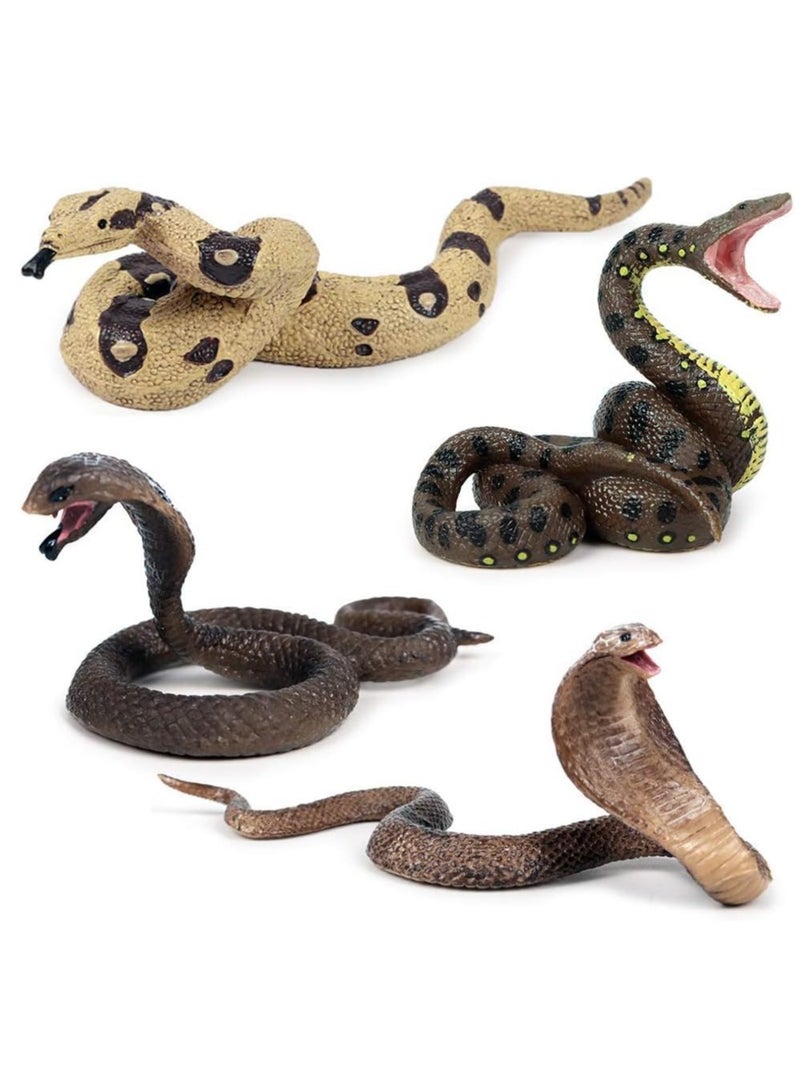 Excefore Realistic Wild Life, 4Pcs Action Model Lifelike Snake Toy Figurines Prank Props Stress Relif Toys Educational Toys Birthday Gift for Kids  - Image 1