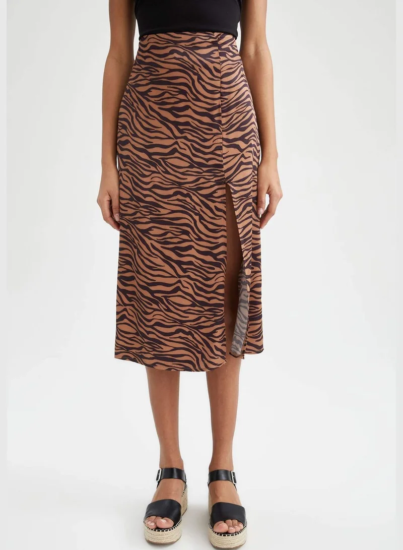 DeFacto Zebra Printed Side Split Midi Skirt