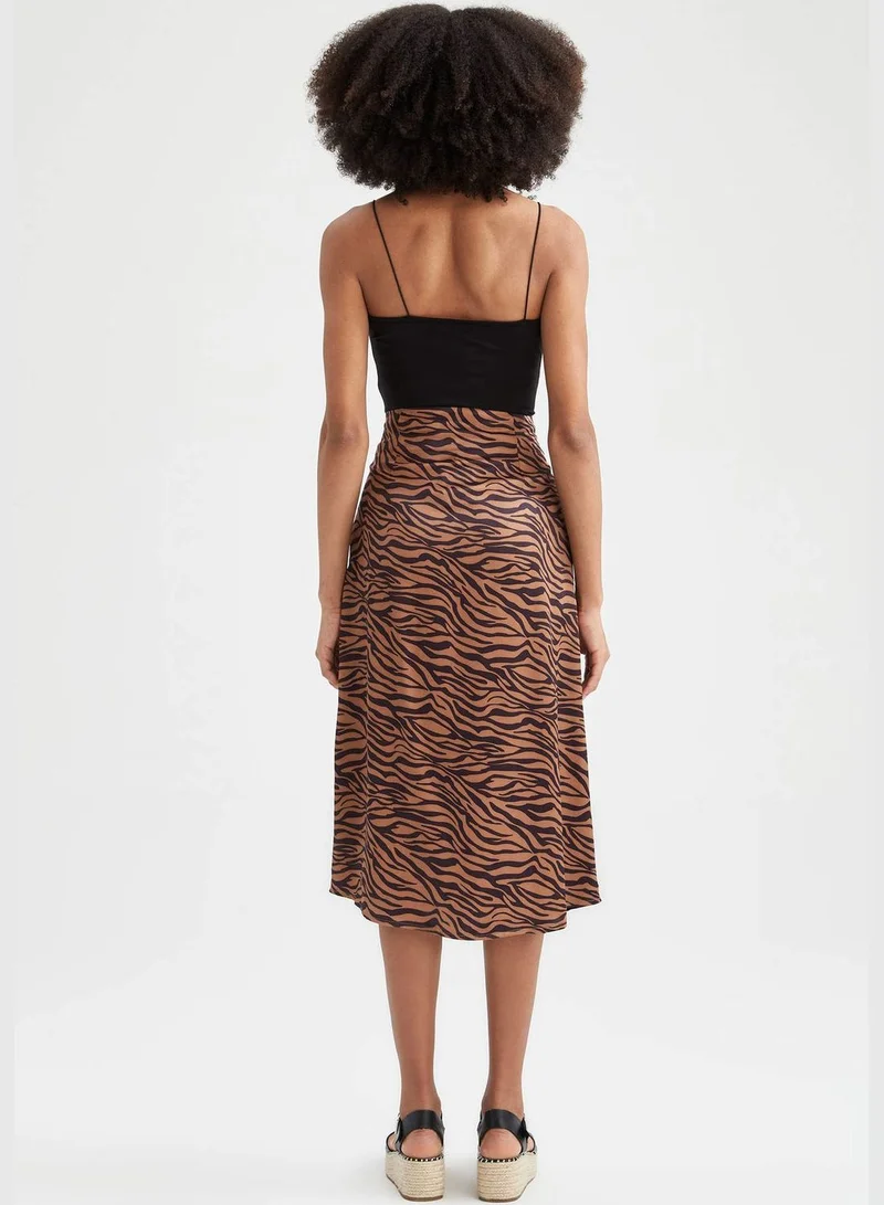 DeFacto Zebra Printed Side Split Midi Skirt