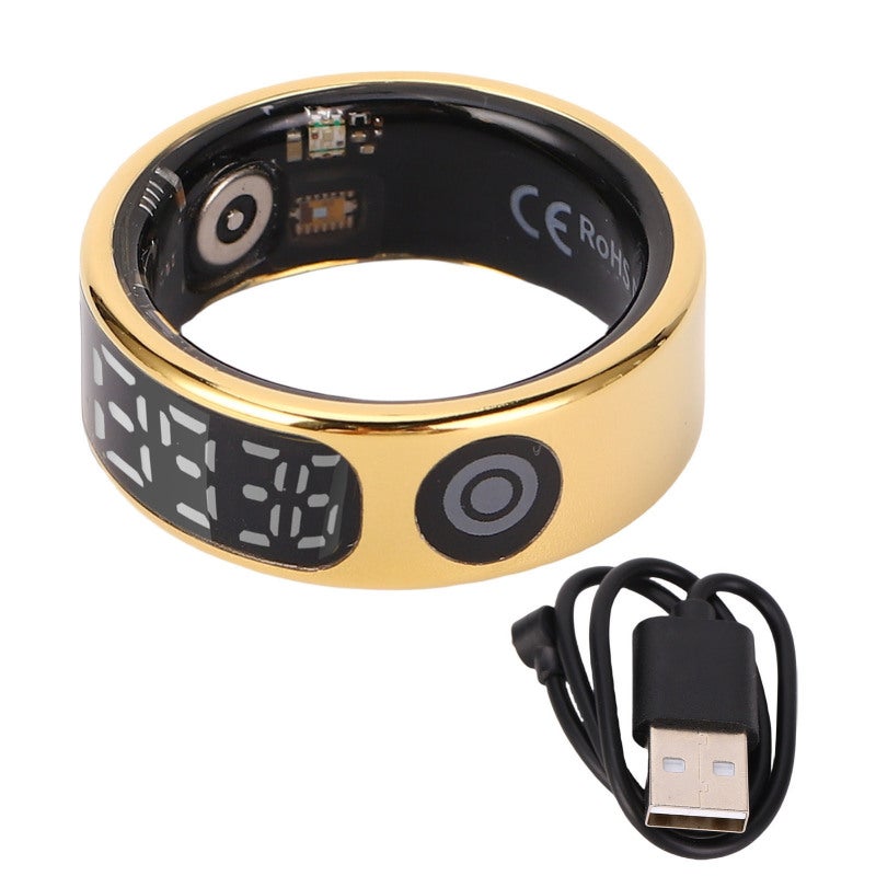 Smart Ring: Size 11, Gold, IP68 Waterproof, Stainless Steel & Skin-Friendly Resin, Long Standby Time - Touch Display Screen, Sleep Activity Tracker for Fitness, Swimming, Gym & All-Day Wear - Image 1