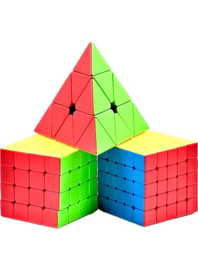 دي إيترنال مجموعة مكعبات السرعة للأطفال من دي إيتيرنال، 4×4 و5×5، ومثلث هرمي، وحزمة مكعبات ألغاز، ولعبة مكعبات - Image 1