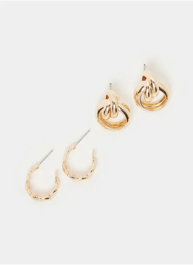 ستايلي Set of 2 - Textured Assorted Earrings