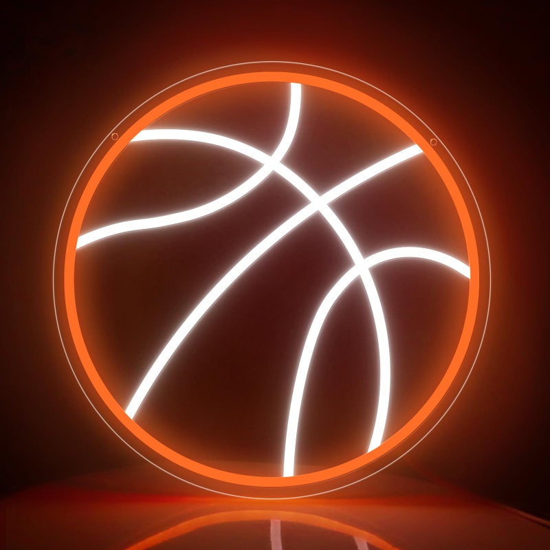 HOSITARK Basketball Neon Sign, Basketball LED Neon Light for Wall Decor, Dimmable USB-Powered Basketball Light with ON/OFF Switch for Kids, Man Cave, Boys' & Game Rooms, Gift for Basketball Fans - Image 1