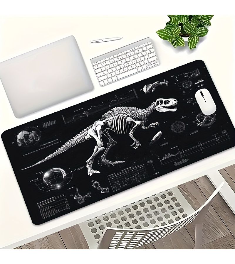 حصيرة مكتب الألعاب XXL الكبيرة، هيكل ديناصور، لوحة ماوس تكنولوجية، مقاس 11.8×23.6 بوصة، غير قابلة للانزلاق، أسود. - Image 5