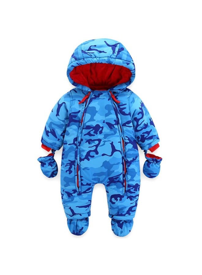 JiAmy Baby Winter Jumpsuit with Hood Boys Snowsuits with Gloves and Booties Warm Clothing Set 18-24 Months - Image 1