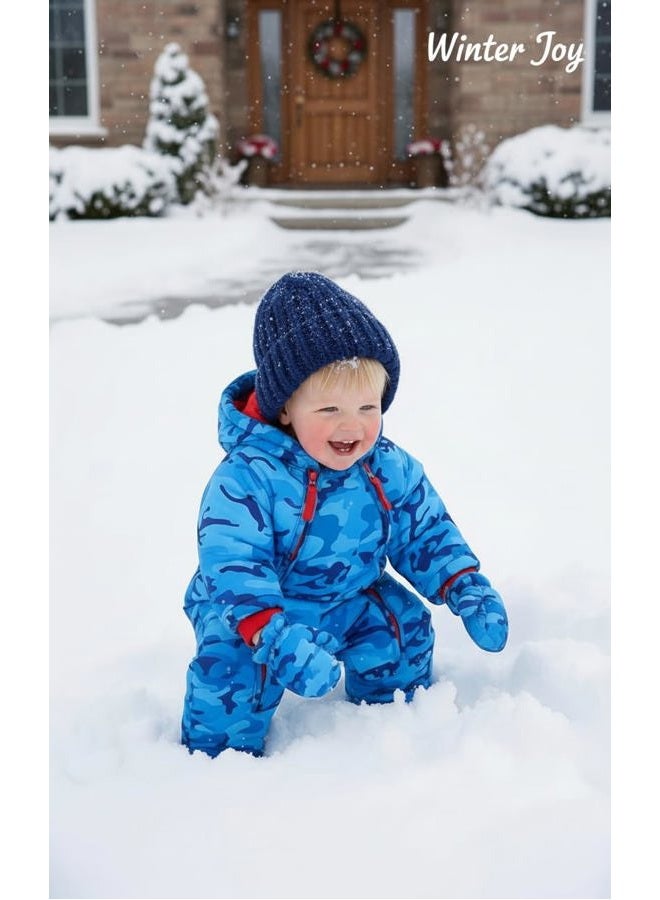 JiAmy Baby Winter Jumpsuit with Hood Boys Snowsuits with Gloves and Booties Warm Clothing Set 18-24 Months - Image 2
