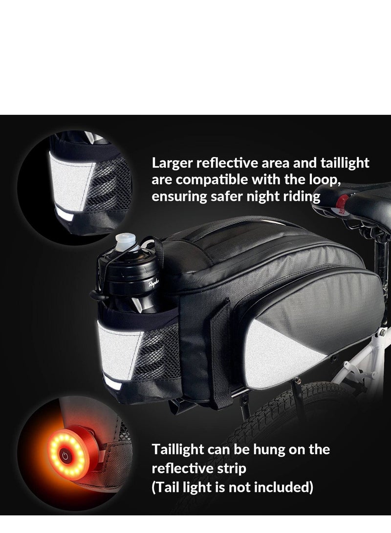 SYOSI Bicycle Rack Bag, 12L Multifunctional Waterproof Reflective Bicycle Rear Seat Bag Cycling Bike Rack Seat Bag Rear Trunk Pannier Backseat Bag Handbag Shoulder Bag  - Image 4