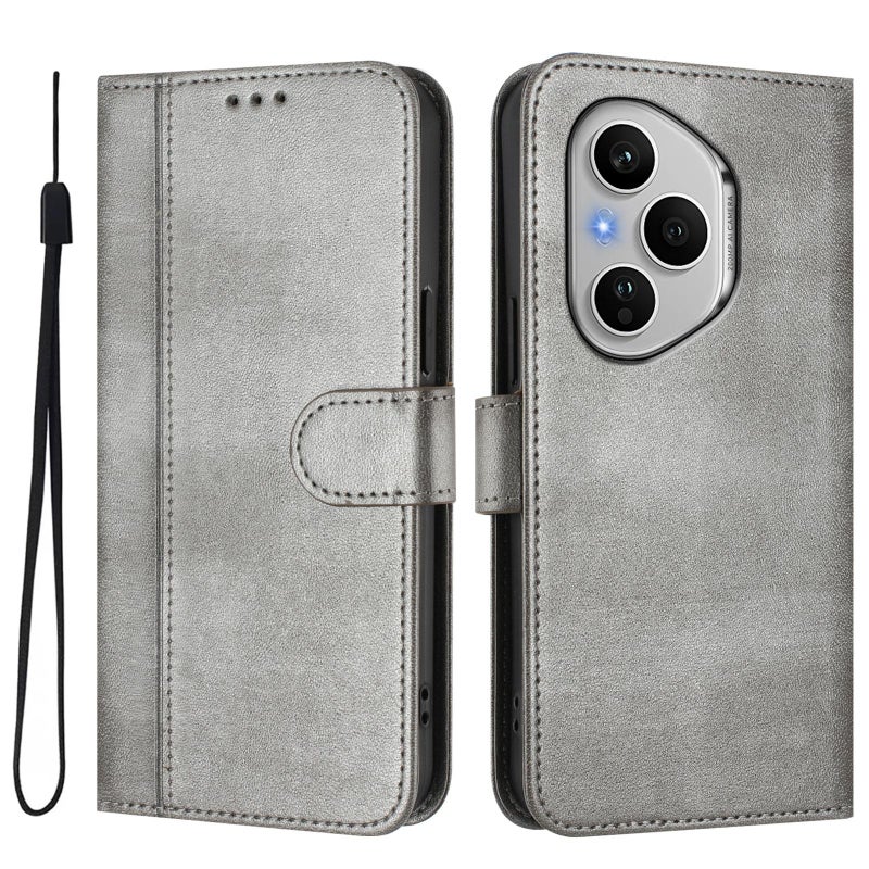 إيروريكس جراب هاتف جلدي بتصميم كلاسيكي مع مشبك خطي مقاس 160.8 مم لهاتف Honor 400 Pro Global (رمادي) - Image 2