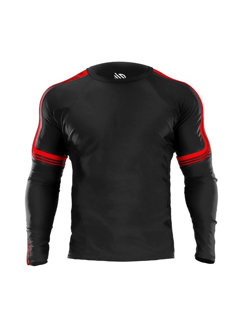 Sanabul Core Long Sleeve Jiu Jitsu Rash Guard MMA BJJ Wrestling Shirt Grappling RED X LARGE - Image 1