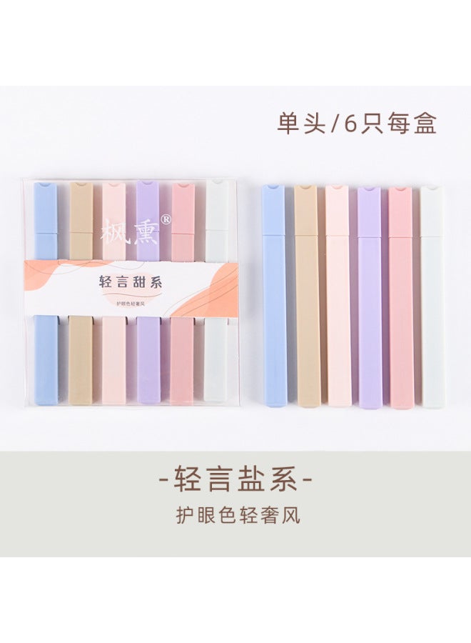 HELPS Light Luxury Eye Color Highlighter Pen Set For Students With Super Soft Double-head Key Color Pen 6 Color Highlighter - Image 1