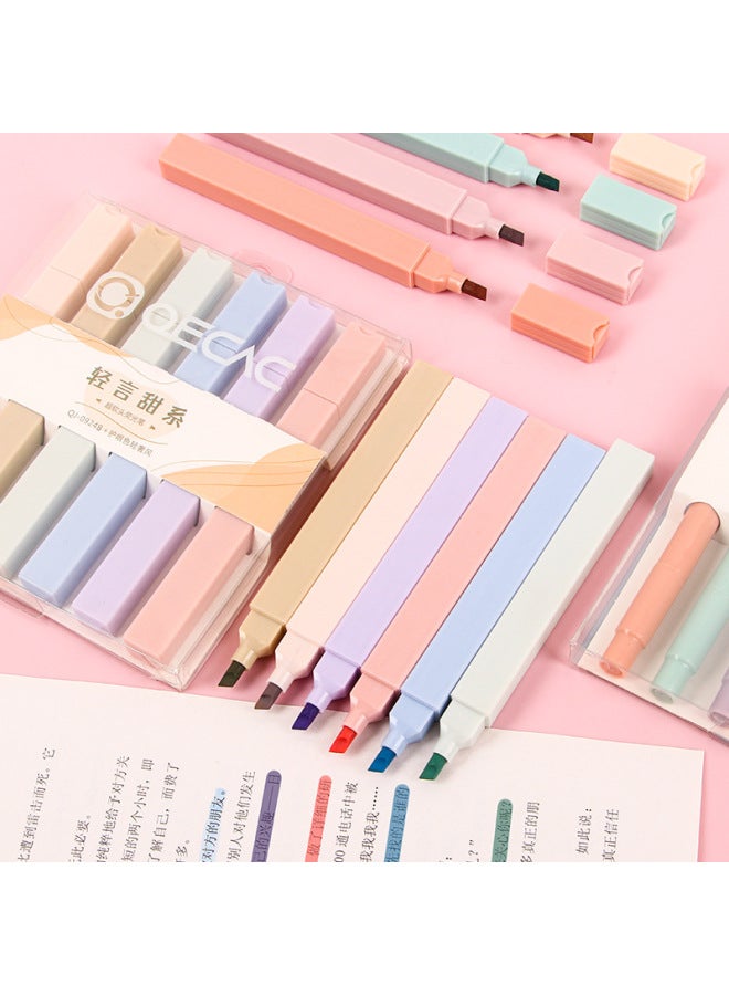 HELPS Light Luxury Eye Color Highlighter Pen Set For Students With Super Soft Double-head Key Color Pen 6 Color Highlighter - Image 4