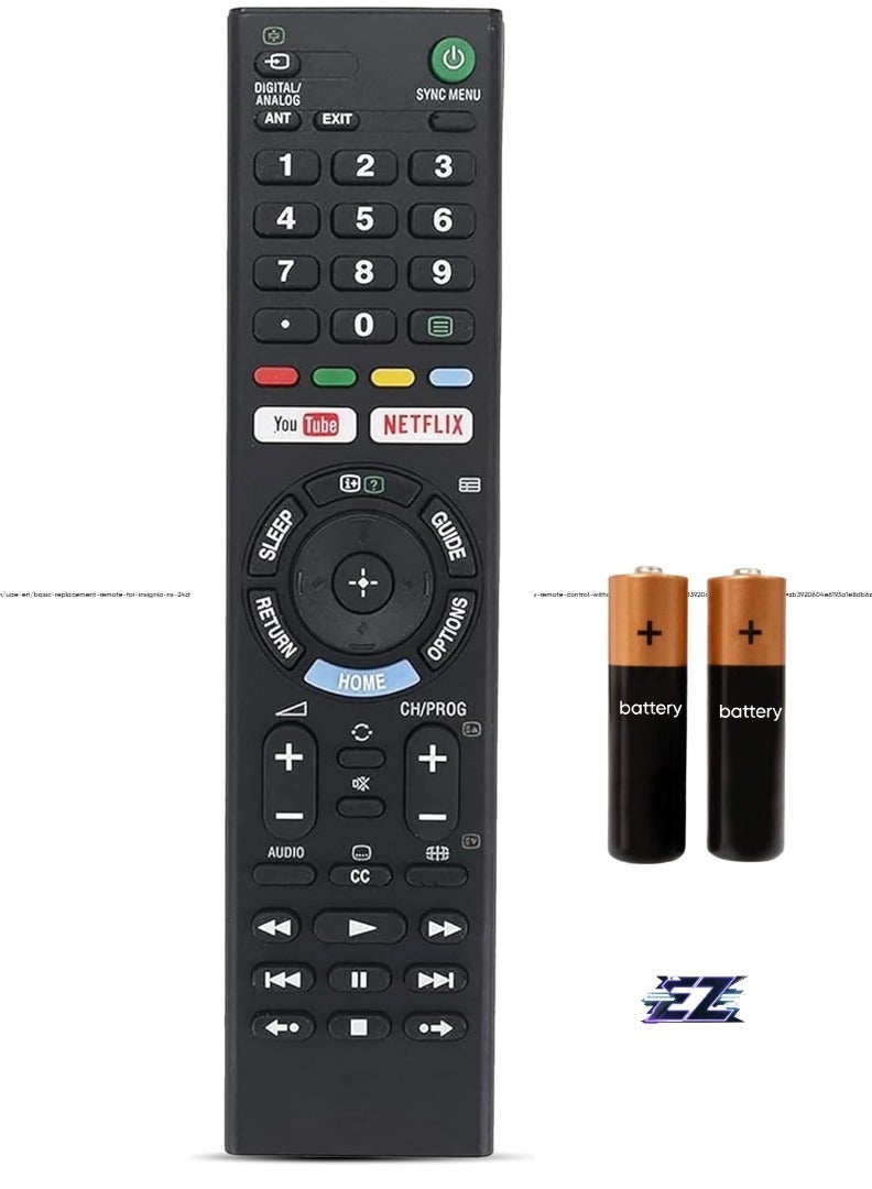 PopZa Replacement Remote Control for Sony TV – Compatible with Sony Bravia, Smart TV, LED, LCD, and 3D Models (RMT-TX101J, RMT-TX102U, RMT-TX102D, RM-ED052, RM-ED060, RMT-TX102D, RMT-TX200E, RMT-TX300E) – Includes Battery - Image 1