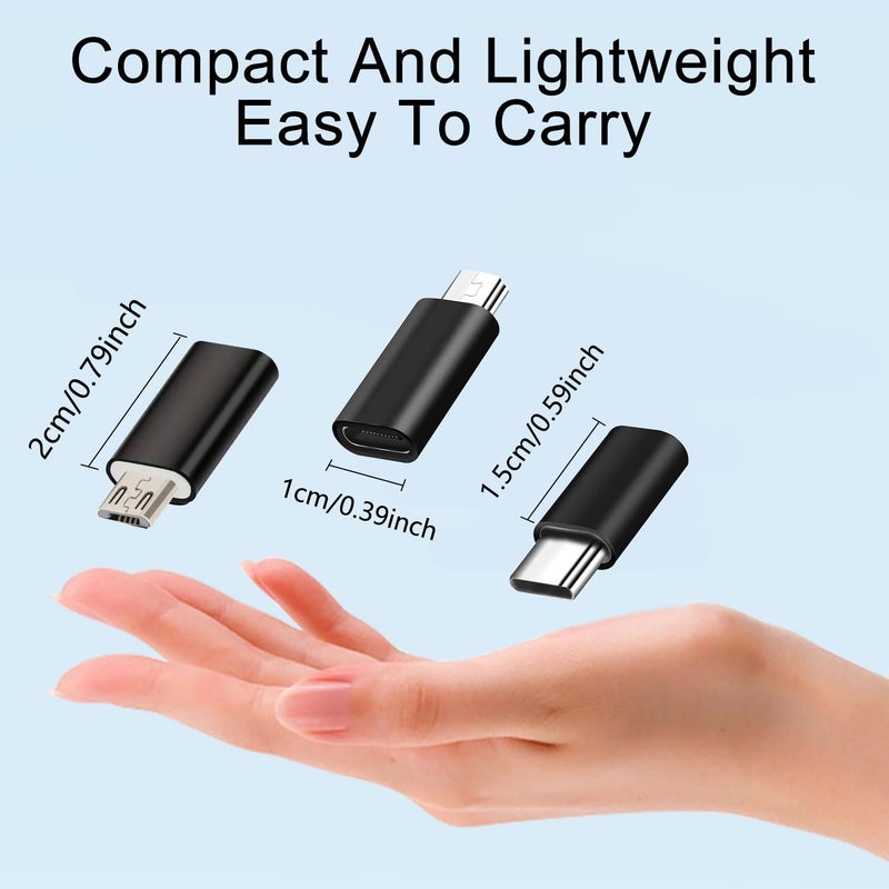 USB C Adapters 6 Pack Black USB C to Micro USB Mini USB Adapter for Samsung Galaxy Macbook Pro - Image 2