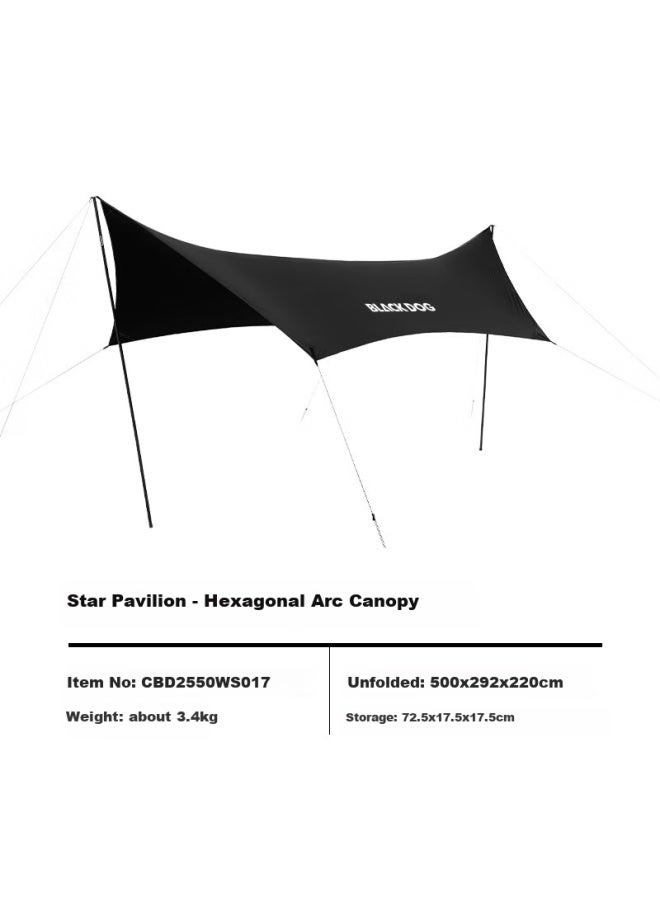 Black Dog Butterfly-shaped Black Vinyl Canopy Outdoor Camping Tent Sunshade Rainproof Cool Shed 15㎡ - Image 2