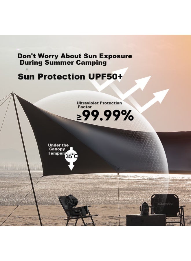 Black Dog Butterfly-shaped Black Vinyl Canopy Outdoor Camping Tent Sunshade Rainproof Cool Shed 15㎡ - Image 3
