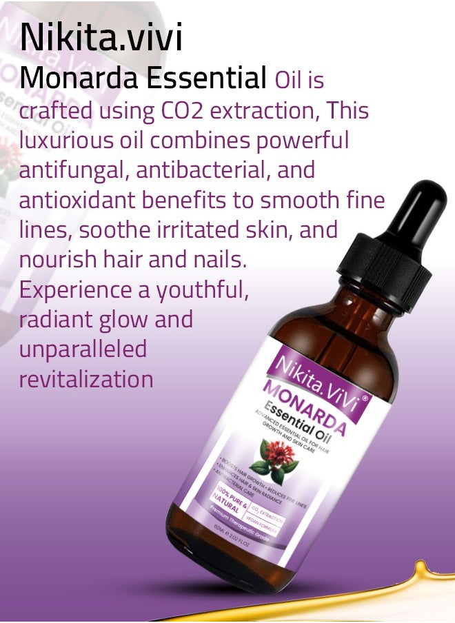 NIKITA.VIVI - Monarda Essential Oil for Hair Growth 100% Pure Natural Co2 Extraction Monarda Essential Oil for Hair and Skin Reduce Fine Lines and Wrinkles Promotes Hair Eyelash Eyebrow Growth and Antibacterial Hair Oil 30ml - Image 1