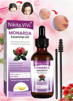 Monarda Essential Oil for Hair Growth 100% Pure Natural Co2 Extraction Monarda Essential Oil for Hair and Skin Reduce Fine Lines and Wrinkles Promotes Hair Eyelash Eyebrow Growth and Antibacterial Hair Oil 30ml