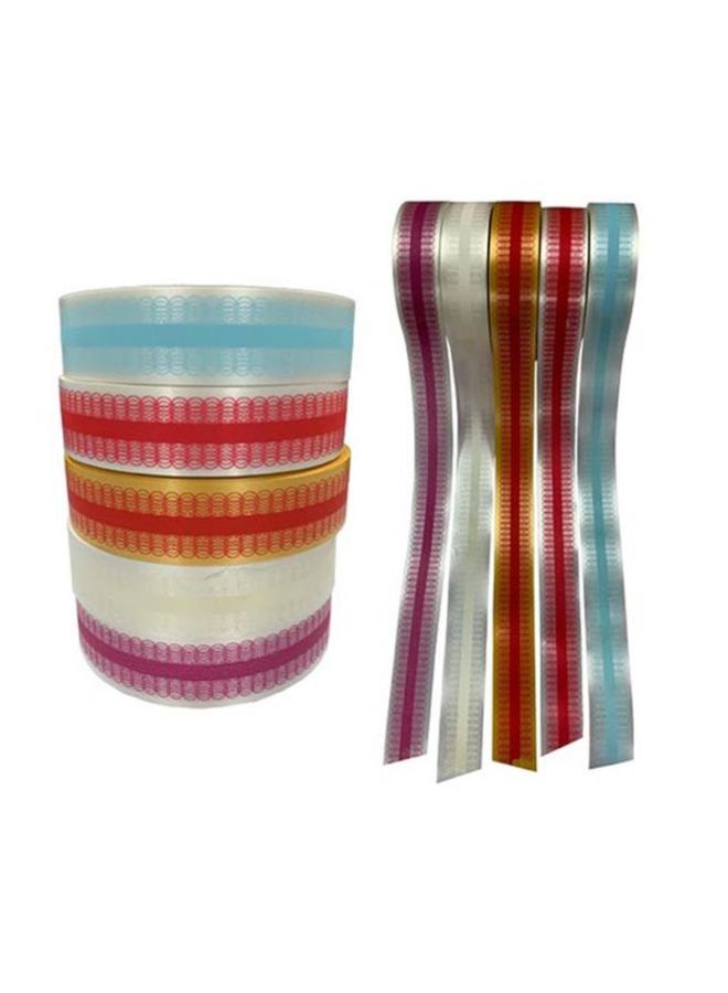 NIBEMINENT 5-Piece Imprime Designed Gift Wrapping Ribbon Set Multicolour - Image 2
