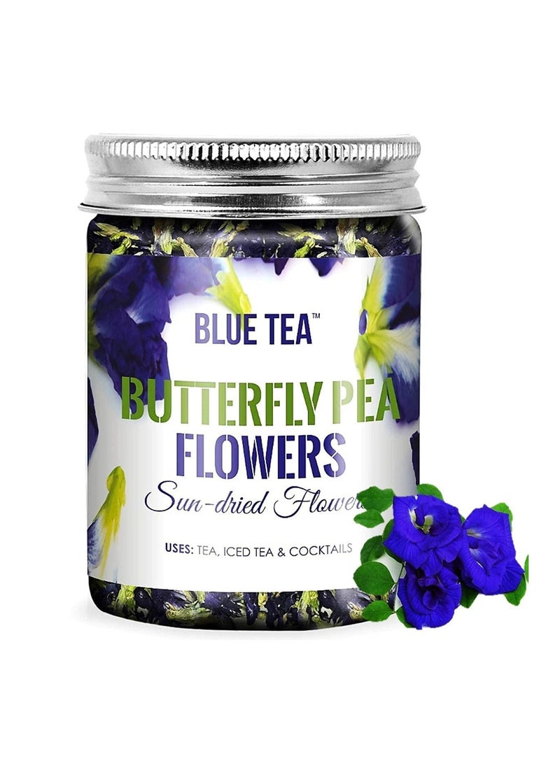 الشاي الأزرق شاي الفراشة الزرقاء (شاي زهرة البازلاء) 50 جرام  100 كوب غني بمضادات الأكسدة شاي عشبي نباتي قائم على زهرة أباراجيتا شانك بوشبي خالي من الكافيين - شاي ديتوكس نباتي - معبأ في عبوة قابلة لإعادة الاستخدام مميز في برنامج "شارك تانك - Image 1