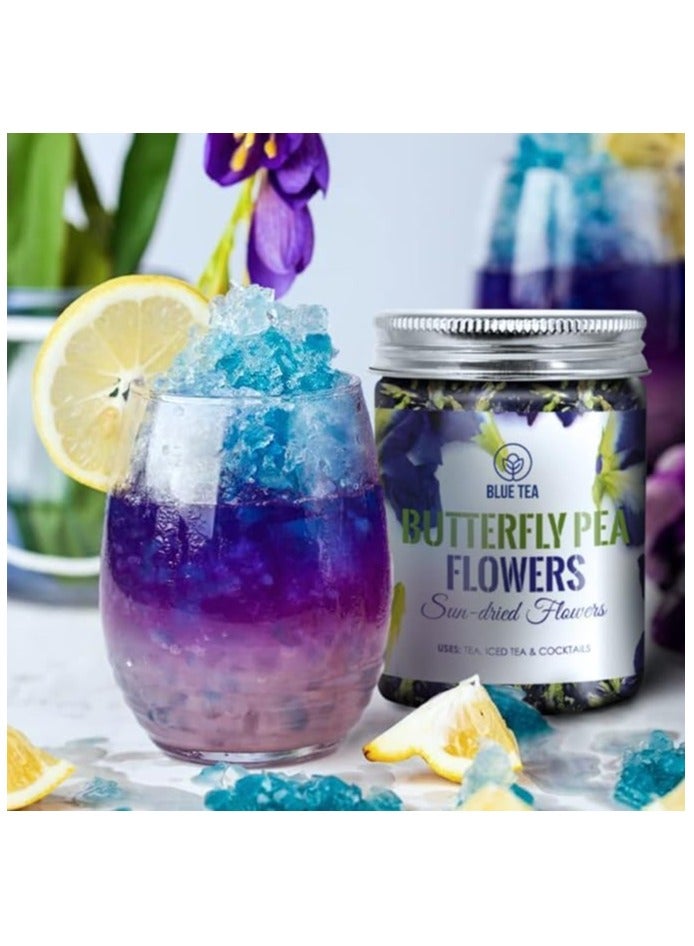 الشاي الأزرق شاي الفراشة الزرقاء (شاي زهرة البازلاء) 50 جرام  100 كوب غني بمضادات الأكسدة شاي عشبي نباتي قائم على زهرة أباراجيتا شانك بوشبي خالي من الكافيين - شاي ديتوكس نباتي - معبأ في عبوة قابلة لإعادة الاستخدام مميز في برنامج "شارك تانك - Image 3