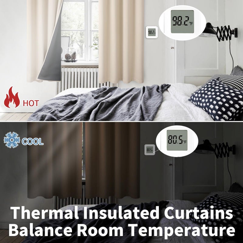 BGment Thermal Insulated 100% Blackout Curtains 96 Inch Length 2 Panels  Total Light Blocking Curtains for Bedroom  Grommet Window Drapes with Thick Black Liner  55 Inch Wide Each Panel  Champagne - Image 4