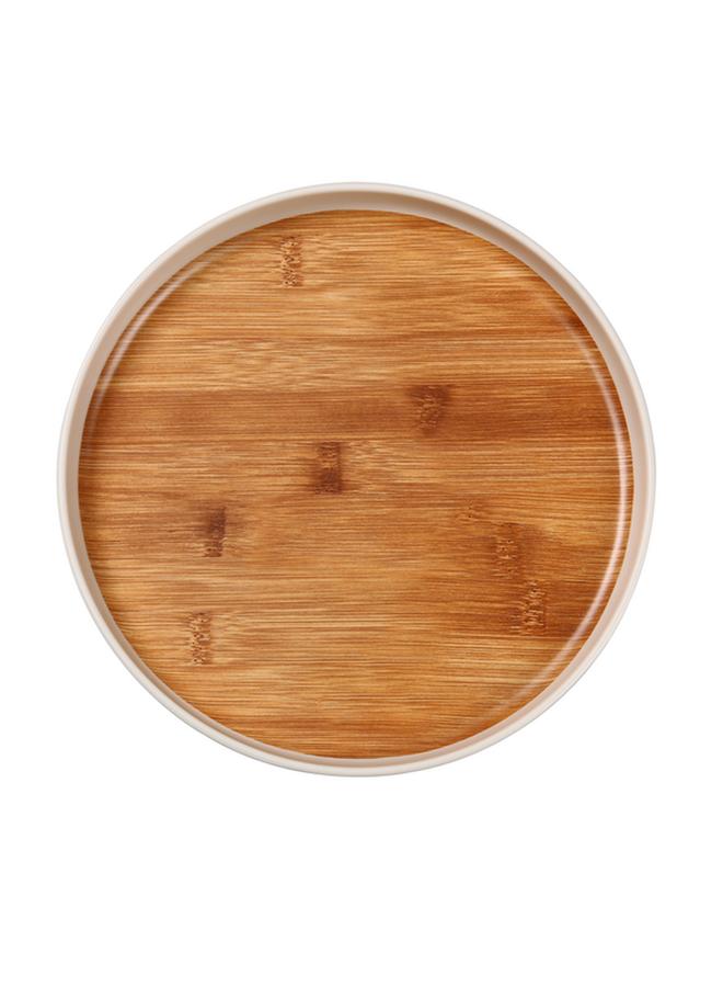 Felli Elegant Durable Round Melamine and Bamboo Dinner Plate Brown and White 25.4 x 2cm Y1K120124-PH051-C