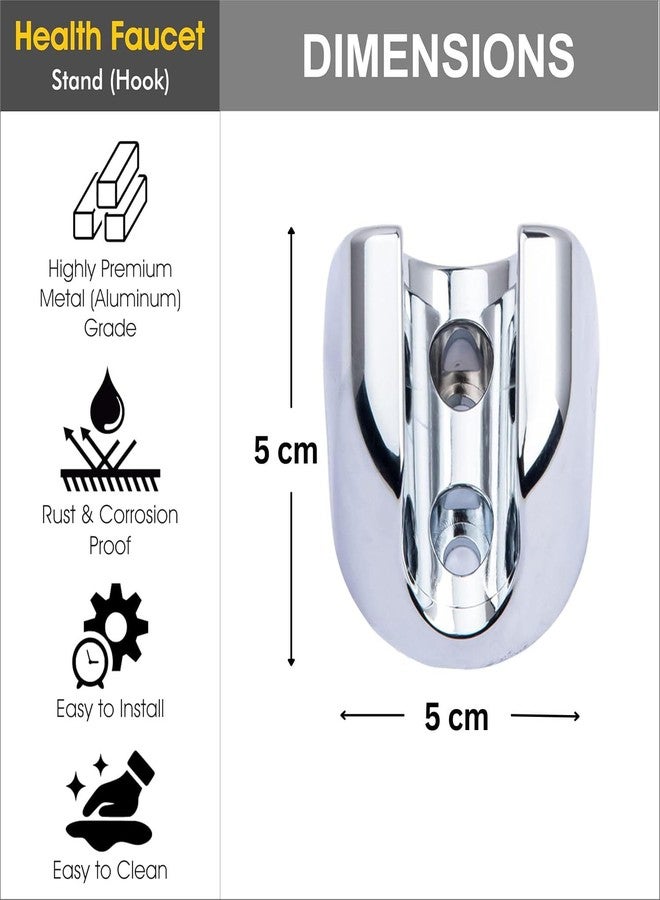 LUVBATH FITTING LUVBATH Wall Mounted Health Faucet Holder | Multi-Purpose Hand Shower Holder in Chrome Finish Silver | ABS Plastic Hook for Bathroom & Kitchen | Pack of 4 | With Screws & Wall Plugs | Without Adhesive - Image 2