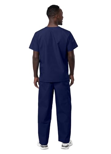 Sivvan Unisex Scrubs - Classic V-Neck Top & Drawstring Pants Scrub Set - S8400 - Navy - M - Image 2
