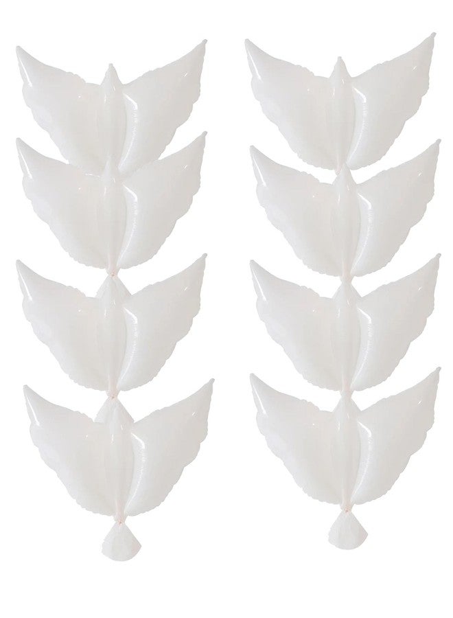 LYK 8 Pieces 36 Inches Large White Peace Dove Balloon Aluminum Foil Pigeon Bird Balloons for Wedding Engagement Funeral Memorials Remembrance Charity Party - Image 1