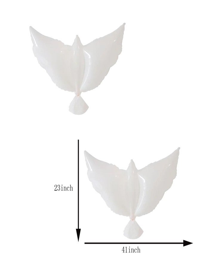 LYK 8 Pieces 36 Inches Large White Peace Dove Balloon Aluminum Foil Pigeon Bird Balloons for Wedding Engagement Funeral Memorials Remembrance Charity Party - Image 4