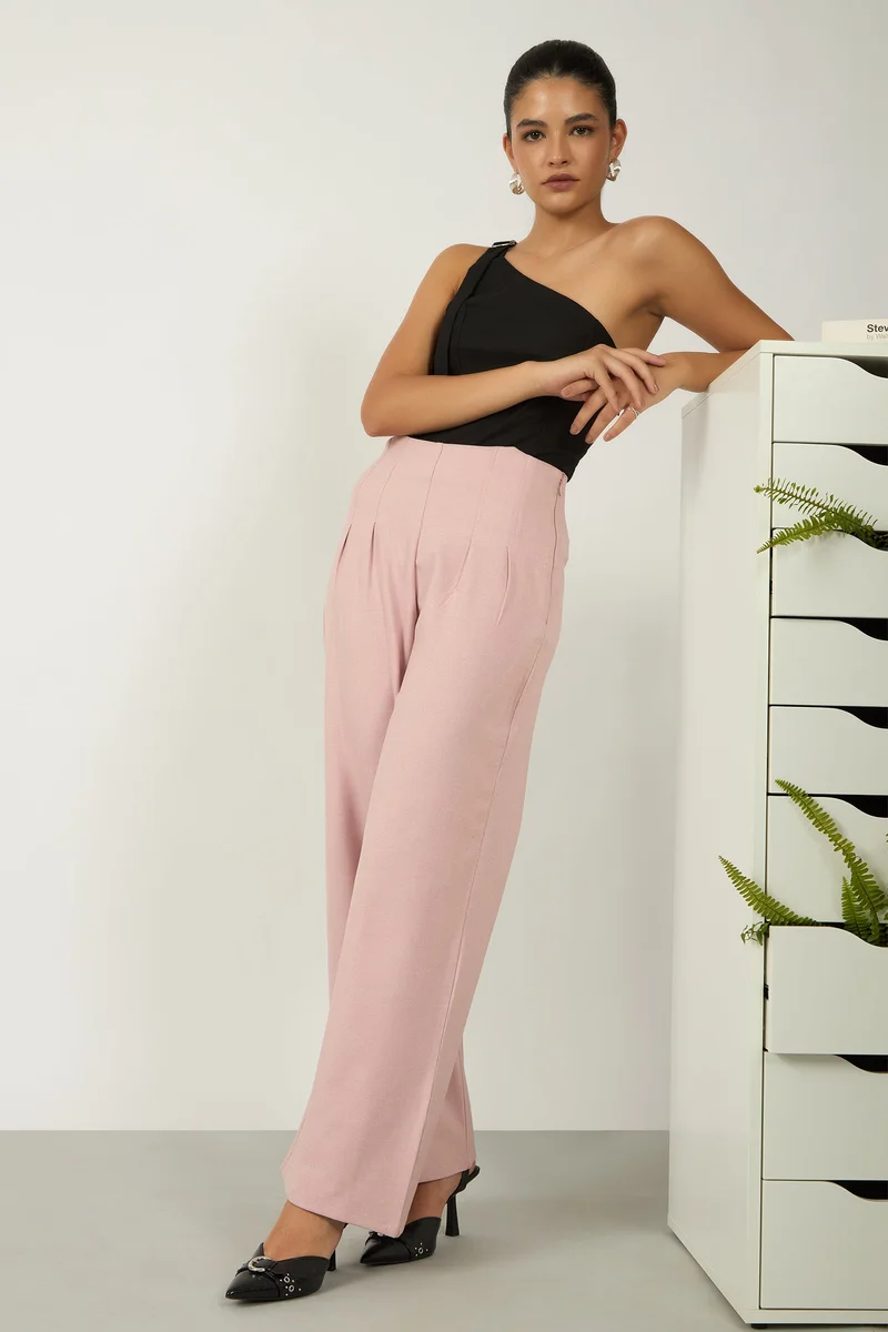 Virgio Virgio Women Rescued Poly Fabric Full Length Solid Trouser