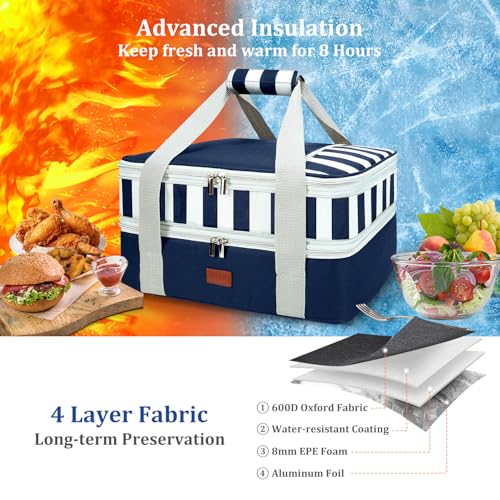 Vuudh Expandable Casserole Carrier Bag Double Decker Food Bag Insulated Casserole Carrier for Hot or Cold Food Lasagna Holder Tote for PicnicsBeachesTraveling or Gifts - Image 3
