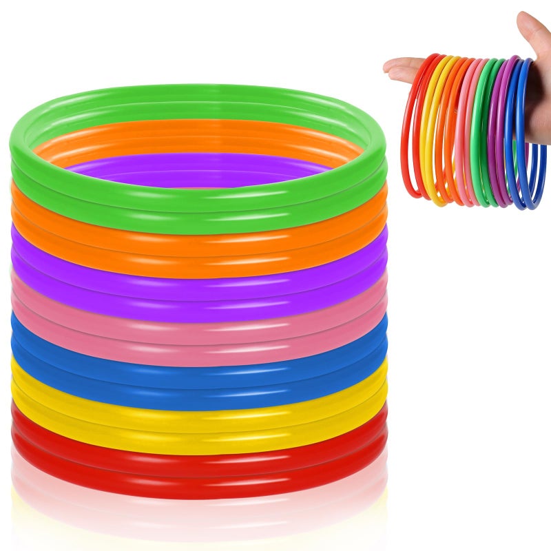 Guirnd 14PCS Multicolor Ring Toss Game, Plastic Outdoor Toss Rings for Outdoor Games, Party Games, Speed and Agility Training (4.7 inch) - Image 1
