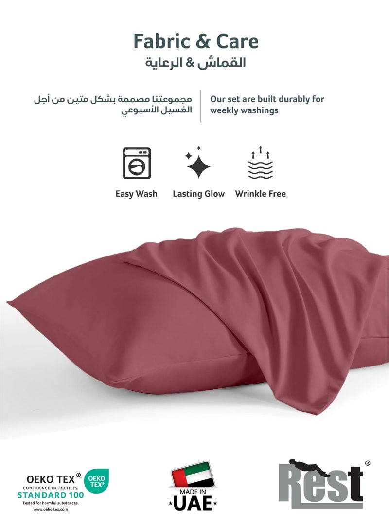 REST Microfiber Pillow Cases 2 Piece Set 50x75cm, 20x30 Inches Mauve Pillow Cover Soft Brushed Supersoft Fabric Pillow Cases Standard Size - Image 4