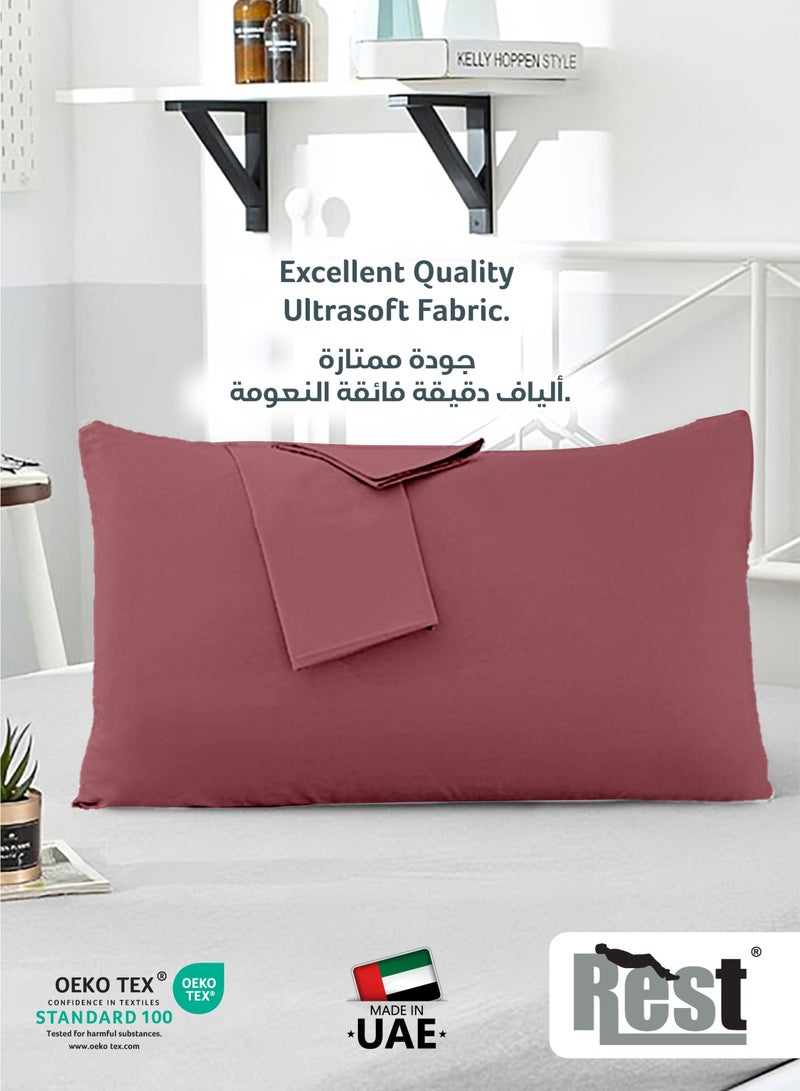 REST Microfiber Pillow Cases 2 Piece Set 50x75cm, 20x30 Inches Mauve Pillow Cover Soft Brushed Supersoft Fabric Pillow Cases Standard Size - Image 2