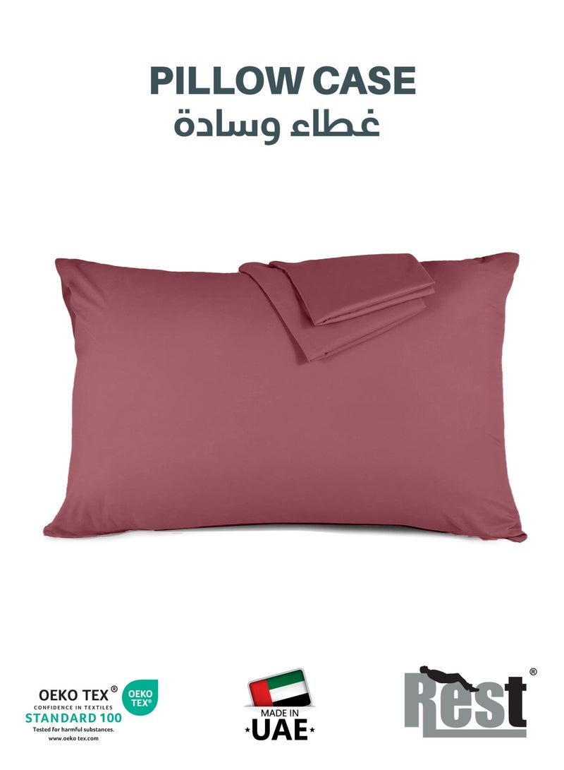 REST Microfiber Pillow Cases 2 Piece Set 50x75cm, 20x30 Inches Mauve Pillow Cover Soft Brushed Supersoft Fabric Pillow Cases Standard Size - Image 1