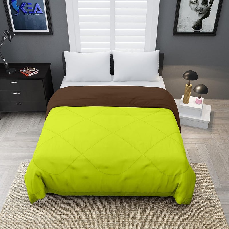 KEA KEA Microfibre Reversible Double Bed King Size ComforterDuvet for All Weather Green Brown 250GSMComforter Double  - Image 3