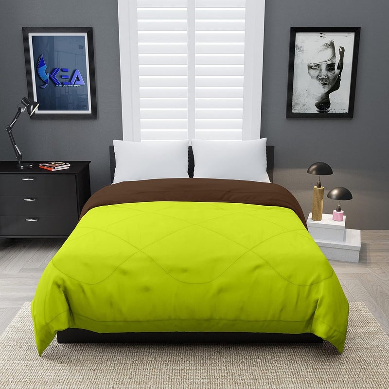 KEA KEA Microfibre Reversible Double Bed King Size ComforterDuvet for All Weather Green Brown 250GSMComforter Double  - Image 2