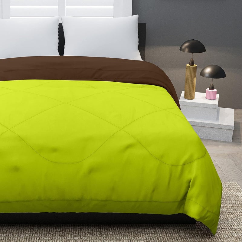 KEA KEA Microfibre Reversible Double Bed King Size ComforterDuvet for All Weather Green Brown 250GSMComforter Double  - Image 5