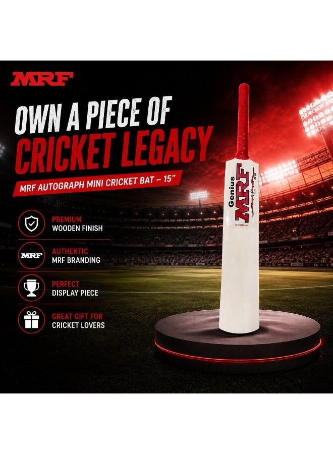 MRF Genius Autograph Mini Cricket Bat 15 Inch | Premium Wooden Mini Bat | Cricket Memorabilia | Collectible Display Bat | Perfect Gift for Cricket Fans - Image 2