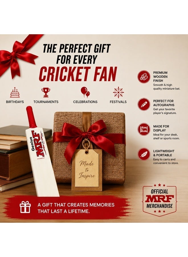 MRF Genius Autograph Mini Cricket Bat 15 Inch | Premium Wooden Mini Bat | Cricket Memorabilia | Collectible Display Bat | Perfect Gift for Cricket Fans - Image 4
