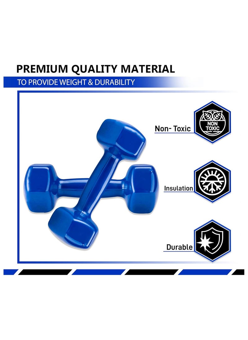 VIO - Set of 2 Dumbbells 2 KG Each Hand Weights Vinyl Coated Non Slip Hex Dumbbells for Home Exercise Fitness Gym Workouts Strength Training Yoga Color Coded Anti Slip Anti Roll Dumbbells - Image 1